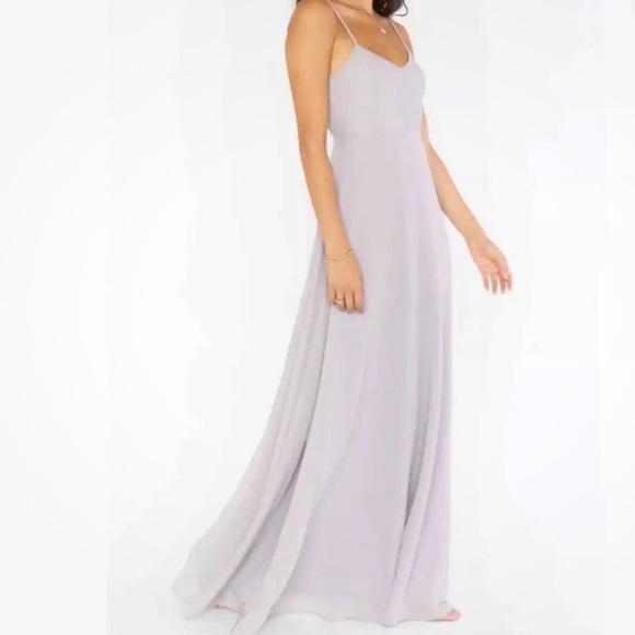 NWT NIP  SHOW ME YOUR MUMU Faith Maxi Dress Dove Grey Chiffon Size: Small - Picture 3 of 5